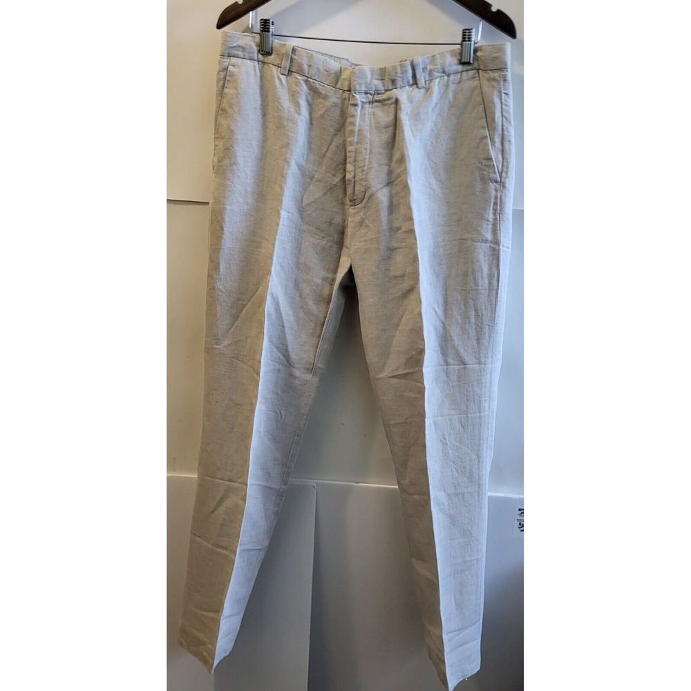 PERRY ELLIS, Linen‎ Blend Dress Slacks/Pants, Beige, Men's  Size 34x32